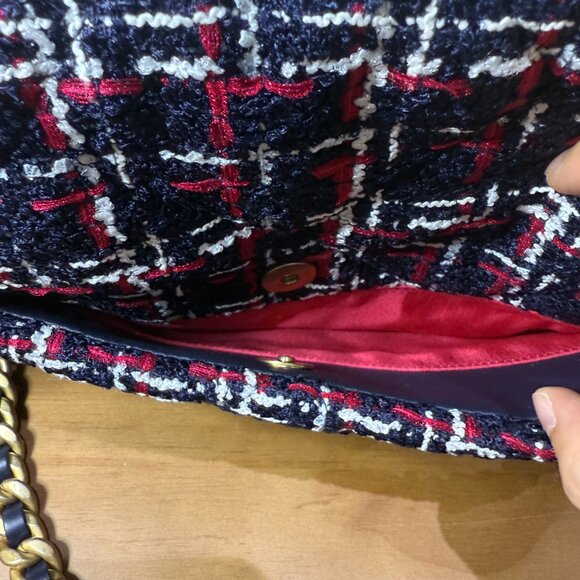 Chanel 19 Large Bag Tweed Navy Red White Multicolor - Picture 3 of 16